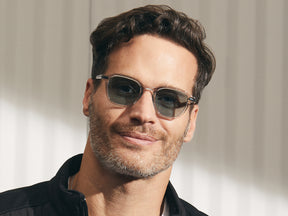 Model is wearing The VANTZ SUN in Light Grey in size 47 with DG-37 Glass Lenses