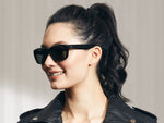 Model is wearing The ZINDIK SUN in Black in size 54 with G-15 Glass Lenses